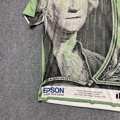 Dollar T-shirt Adult Size Large Green Short Sleeve Mens Graphic Print Y2K