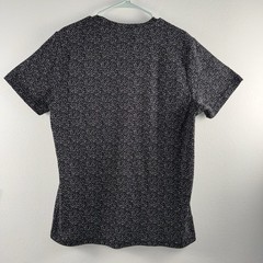 Mens Black White Abstract Speckled Print T Shirt L Short Sleeve Casual Daily
