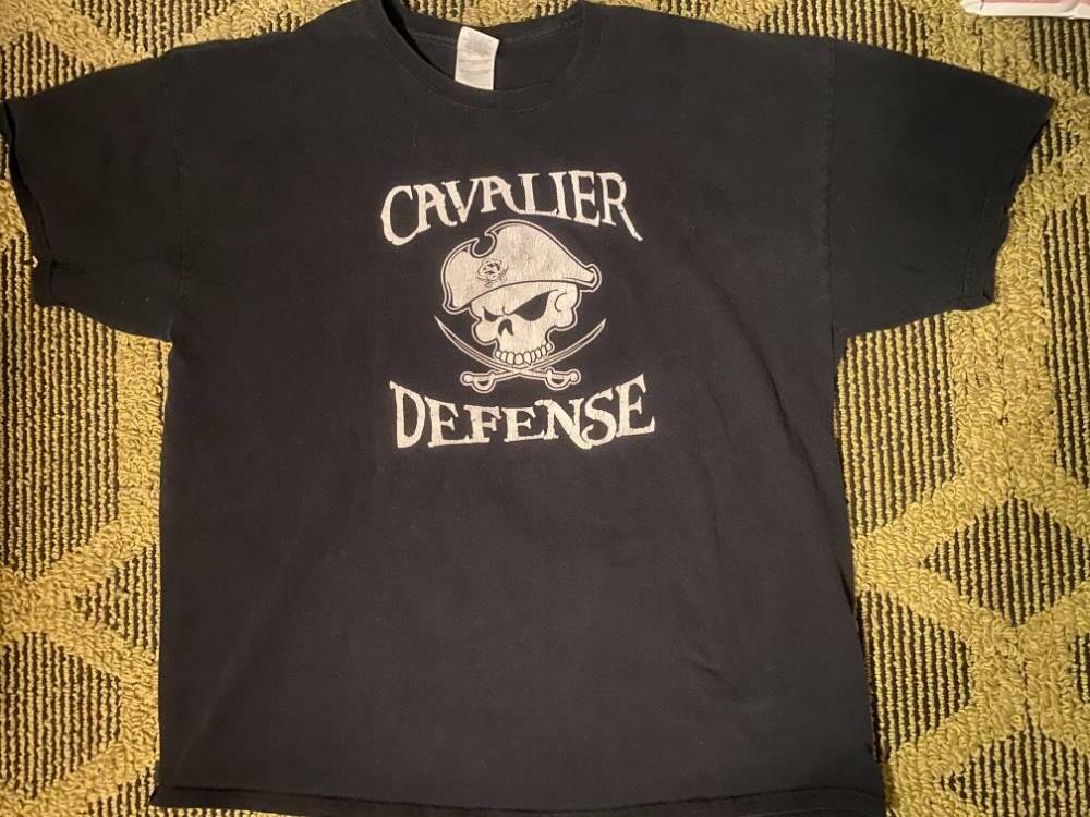 Cavalier Defense Men Sz XL Black Tee Shirt 46-48″ Chest 26″L