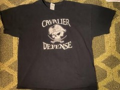 Cavalier Defense Men Sz XL Black Tee Shirt 46-48″ Chest 26″L