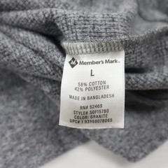 Members Mark Waffle Knit Crewneck Pullover Shirt Mens Large Gray Heritage Cotton