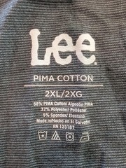 Lee Shirt Mens 2XL Gray Striped Pima Cotton Tagless Stretch Short Sleeve Tee