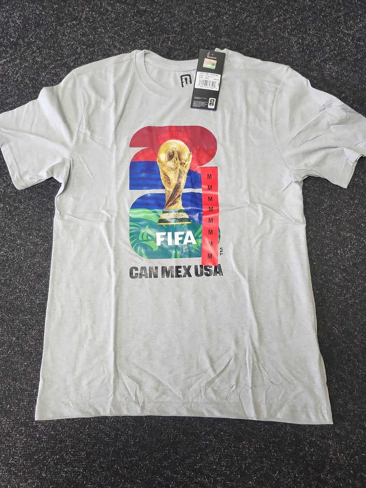 FIFA WORLD CUP 2026 Official Licensed T-Shirt NWT Soccer Gray USA CAN MEXICO