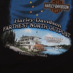 Harley Davidson Y2K T Shirt XXL 2XL Fairbanks Alaska Biker Black 2016