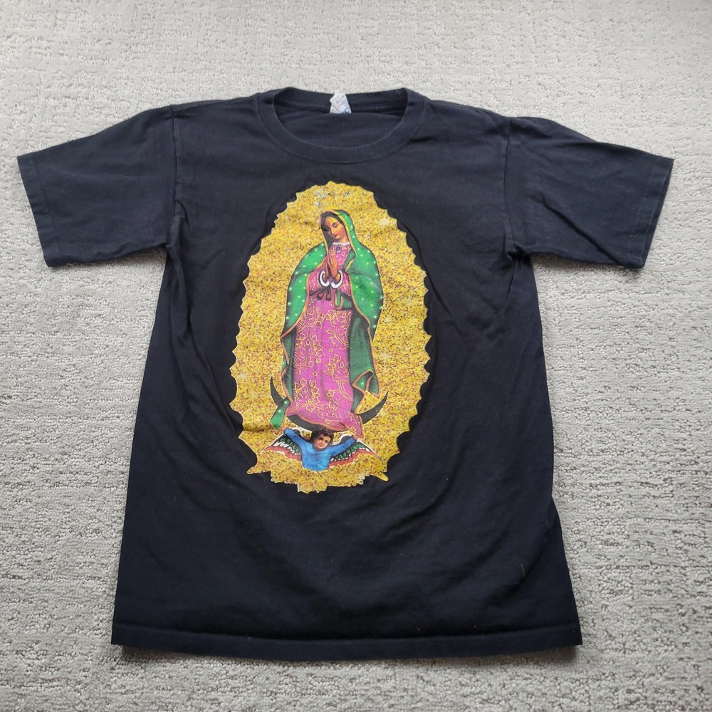 Yazbek Shirt Mens S Black Virgin Of Guadalupe Religious Graphic Tee Mexico