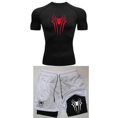 Mens Compression Set Gym Shirt Running Shorts Quick Dry Sportswear