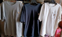 Three (3) Carhartt Loose Fit Pocket T-Shirts Mens Size L Black White Gray