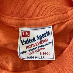 LOT OF 4 VTG 90s United Sports Activewear Tshirt Small 34-36 Orange USA Blank