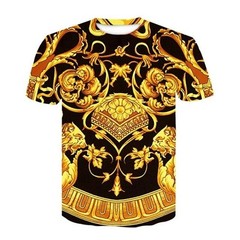 Luxury Baroque Style 3D Print Men’s T-shirts Fashion Round Neck Short Sleeve.