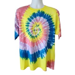 Gildan Ultra Cotton Tie Dye T-Shirt Men’s XL Rainbow Spiral Heavyweight Cotton