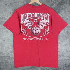 Vintage 90s 1998 Biketoberfest Daytona Biker Red Wolf Motorcycle T Shirt L