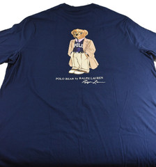 Polo Ralph Lauren Mens T-Shirt New 2XB Navy Blue Crew NeckBack Graphic Polo Bear