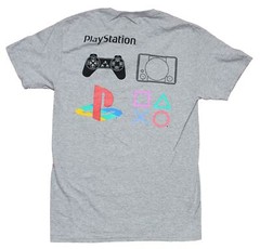 PlayStation Mens T-Shirt – Kanji Logo Front Symbols & Systems Back
