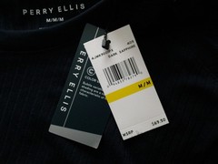 NWT Men’s Size Medium Perry Ellis Dark Sapphire Ribbed T-Shirt -78279 0