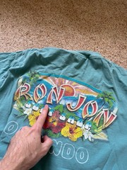 Ron Jon Surf Shop Orlando Mens Turquoise Surfer Beach Graphic Shirt L – Flaws