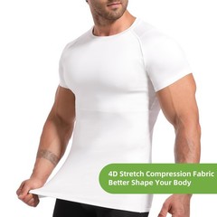 4D Mens Compression Shirt Short Sleeve, Slimming Body Shaper Vest, Gynecomast…