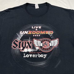 Styx Band T-Shirt Mens Large REO Speedwagon Loverboy USA Tour Classic Rock Black
