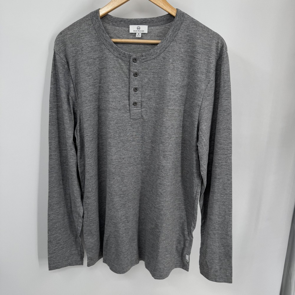 AG Adriano Goldschmied Shirt Mens M Heather Gray Long Sleeve Henley Knit