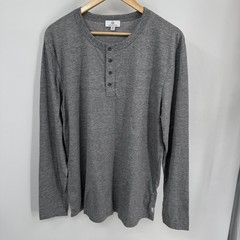 AG Adriano Goldschmied Shirt Mens M Heather Gray Long Sleeve Henley Knit