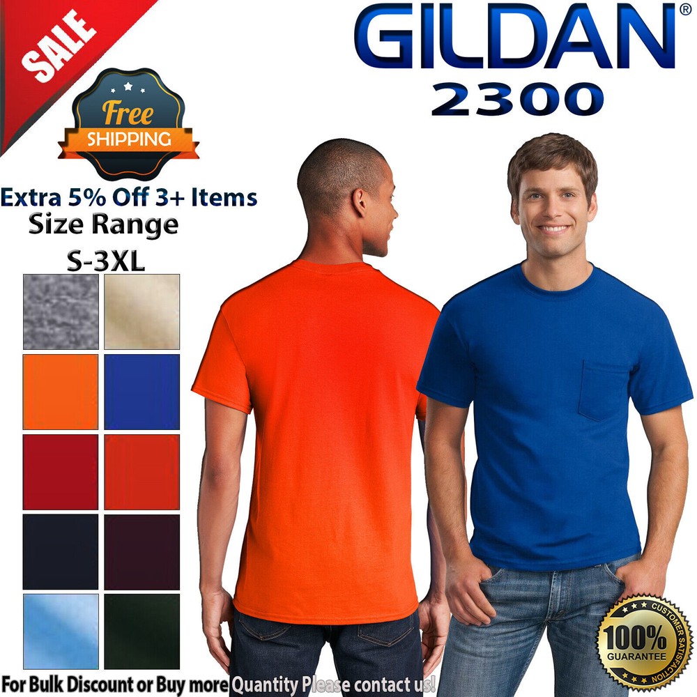 Gildan G230 Adult 6.0 oz Ultra Cotton Pocket Tee Top T-Shirt