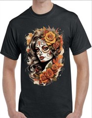 Sugar Skull Catrina Black Men’s T-Shirt Small To 3X-Large Style 12