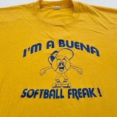vintage 80s I’M A BUENA NJ SOFTBALL FREAK CARTOON T-Shirt MEDIUM soft thin