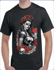 Dia De Los Muertos Black Men’s T-Shirt Small To 3X-Large #8