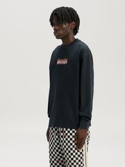 Palm Angels Burning Logo Classic Tee Long Sleeve Black Designer Shirt