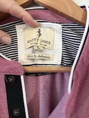 Scott James Shirt Mens Red/pink Henley Grandad Band Blade Collar Large