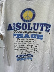 Vintage Absolute Peace Hippy Single Stitch White T Shirt Mens XL