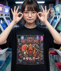 Japanese Oni Demon Graphic T Shirt Heavy Metal Gothic Streetwear Tee