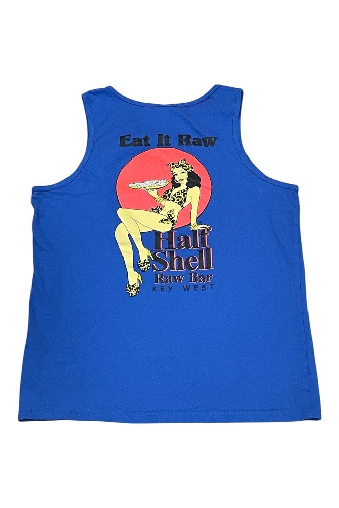 Men’s Tank Top Size LARGE Eat it Raw Half Shell Raw Bar Key West Florida