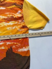 Knitted Fashion T Shirt Mens Medium Multicolor Sunset Mountain Scenic Nylon