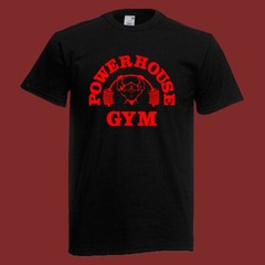 Powerhouse Gym Red Men’s Black T-Shirt Size S-5XL