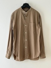 PHIGVEL 22AW Band Collar Shirt Khaki Beige Stripe Size 3