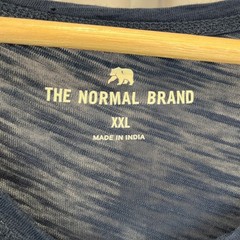 THE NORMAL BRAND Size 2XL XXL Henley Short Sleeve Top Slub Cotton Knit Navy Blue