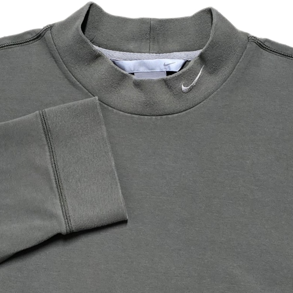 VTG Nike Mock Neck Shirt Men L Gray Long Sleeve Base Layer Swoosh Silver Tag Y2K
