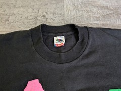 Vintage 80s Palm Beach Neon Puff Print Fish Tee Shirt Black L Single Stitch USA