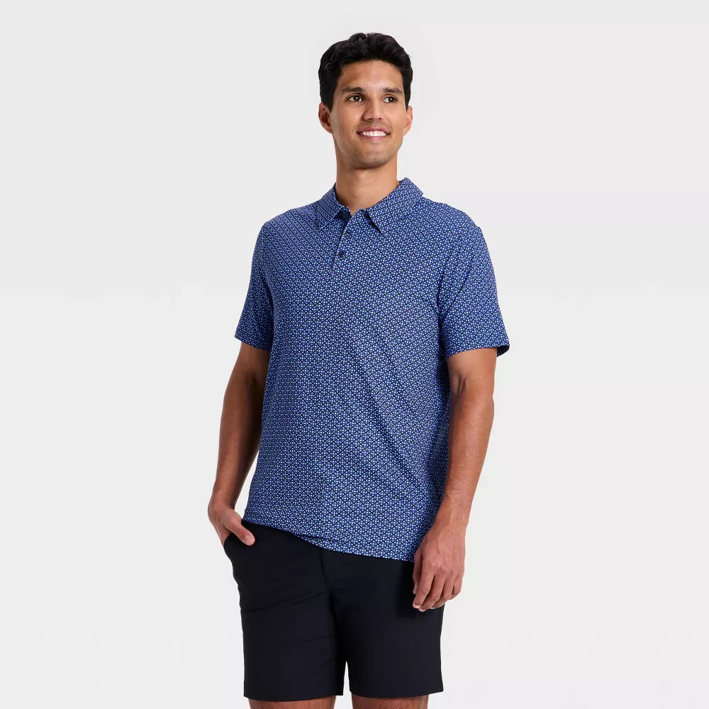 Men Short Sleeve Textured Polo Shirt – All In Motion Royal Blue