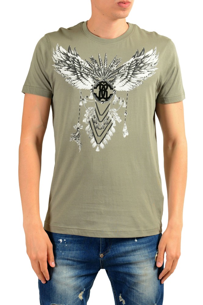 Roberto Cavalli Men’s Gray Graphic Print T-Shirt Sz S M L XL 2XL