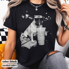 Pug Shirt Funny Dog Iced Coffee T-Shirt, Dog Dad Unisex Tee Gift