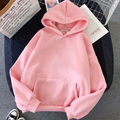 ​​Unisex Oversized Hoodie Minimalist Solid Color French Pullover Women Streetwea