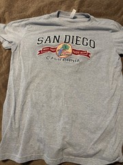 Woody Wagon n Surfboard San Diego CA gray tourist T Shirt Large, very comfy size