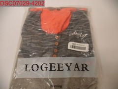 Logeeyar Men Orange Contrast Color Stitching Slim Fitted Button T-Shirt, XL 0352