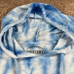 DIKOTOMY Blue White Tie-Dye Hooded Skeleton Flamingo Graphic T-Shirt Mens L