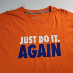 Nike Just Do It Again Men’s XL Orange Long Sleeve Cotton T-Shirt Ribbed Cuffs
