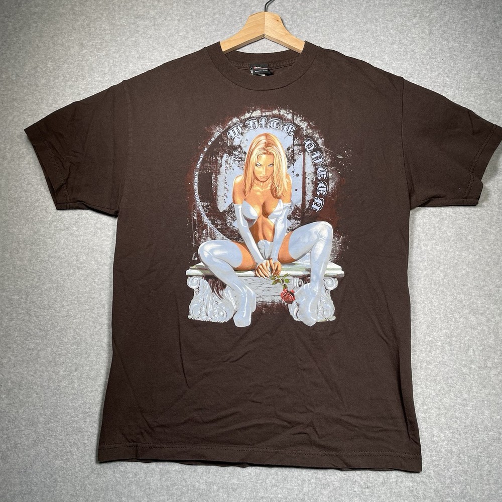 Y2k Mad Engine Marvel White Queen Emma Frost Brown Large Shirt Rare EUC