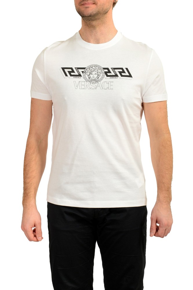 Versace Men’s White “Taylor Fit” Short Sleeve Logo Print T-Shirt US 2XL IT 56