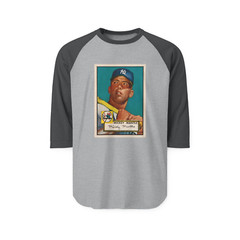 Vintage Mickey Mantle Rookie Baseball Card T-Shirt – Raglan Two Tone 3/4 Sleeves