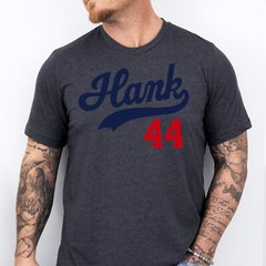 HANK 44, Baseball HOF themed Pre-Shrunk Ring Spun Cotton T-Shirt